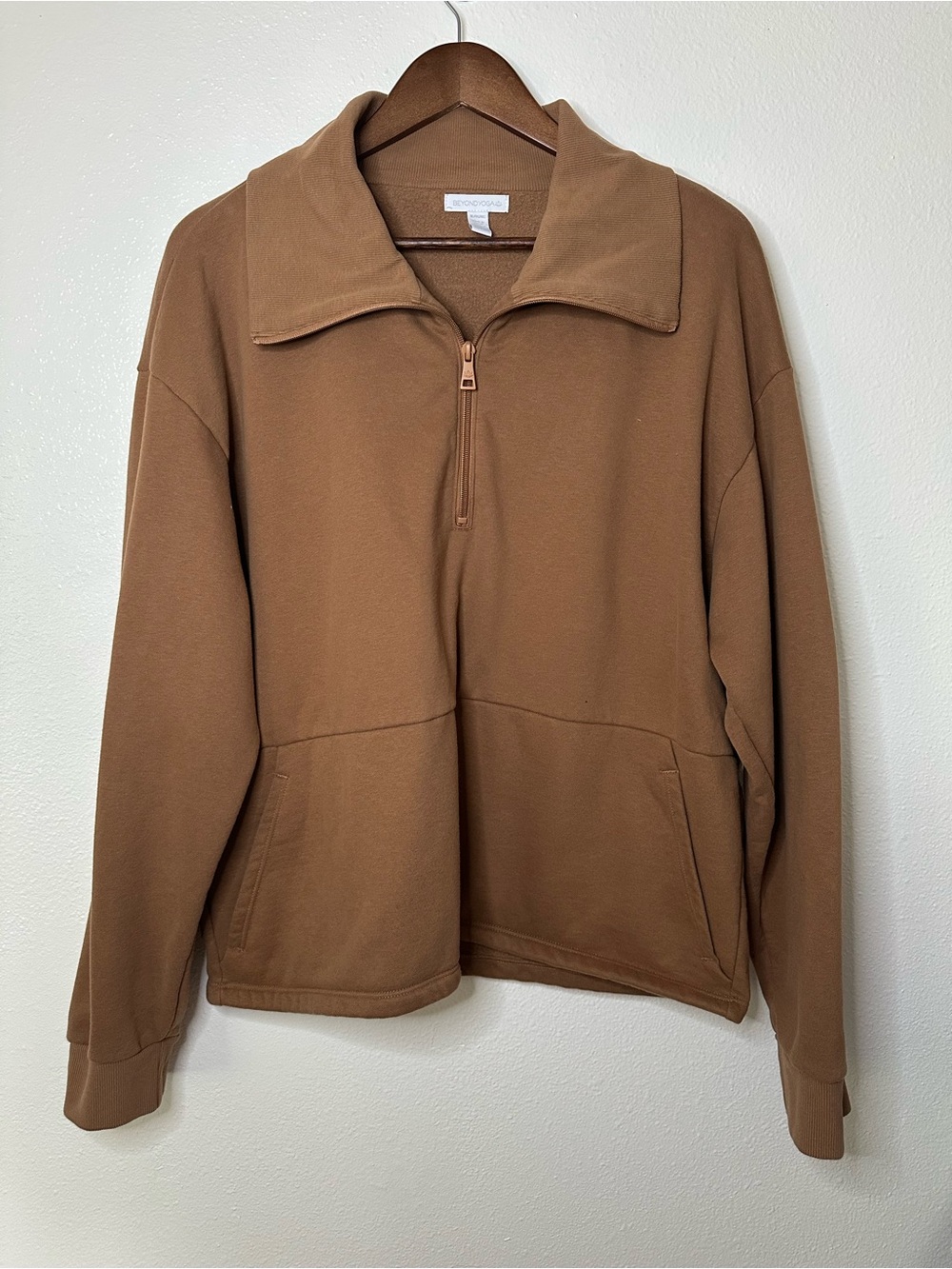 Beyond Yoga Trek Pullover in the Color Toffee